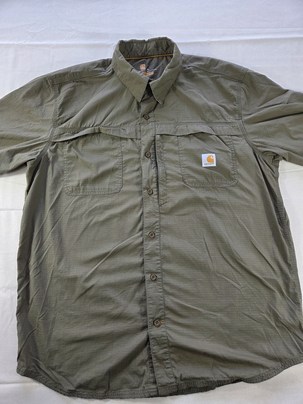 Carhartt Force Vented Fishing Shirt XL Olive Ripstop Outdoor Hiking
